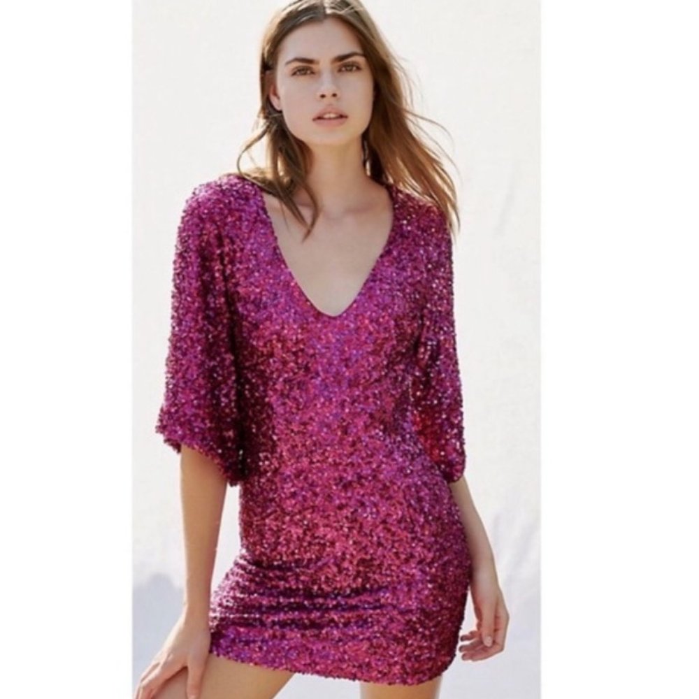NWT Free People Party Girl Sequined Mini Dress - 0